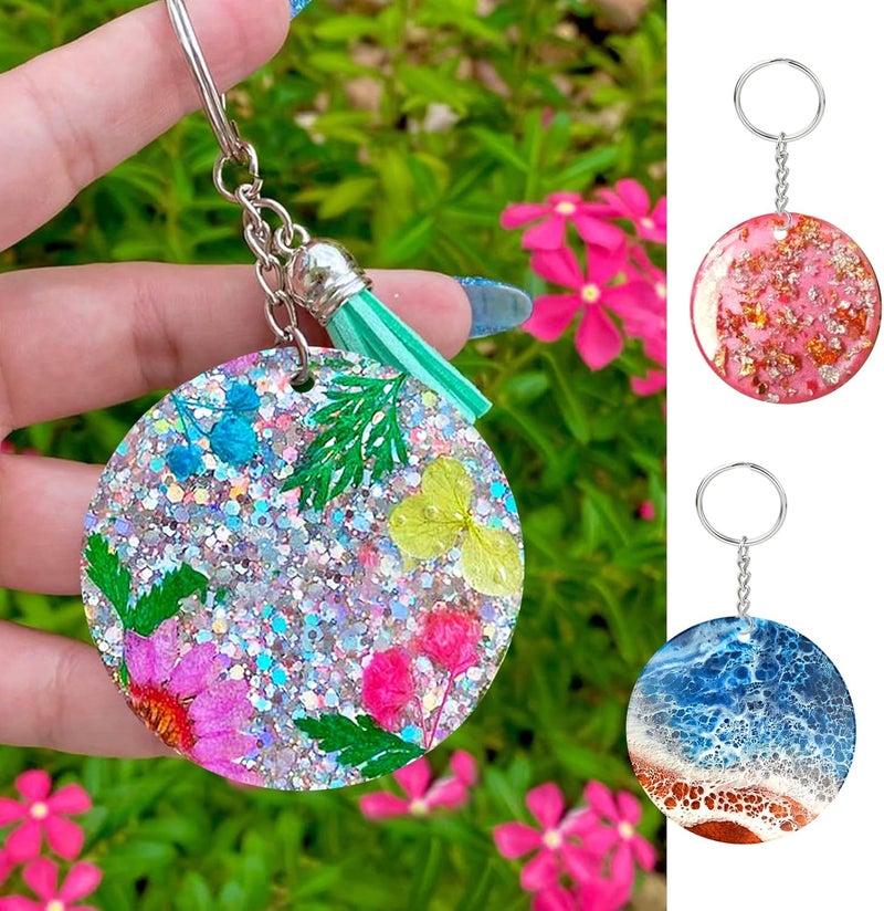Juome Christmas Ornaments Resin Molds Silicone, 4 Pcs Round Shape Pendant Christmas Molds for Epoxy Resin, DIY Crafts Keychain Making Christmas Tree Decorations - Image 4